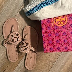 Tory Burch Beige Makeup Miller Sandals Size 9 WORN